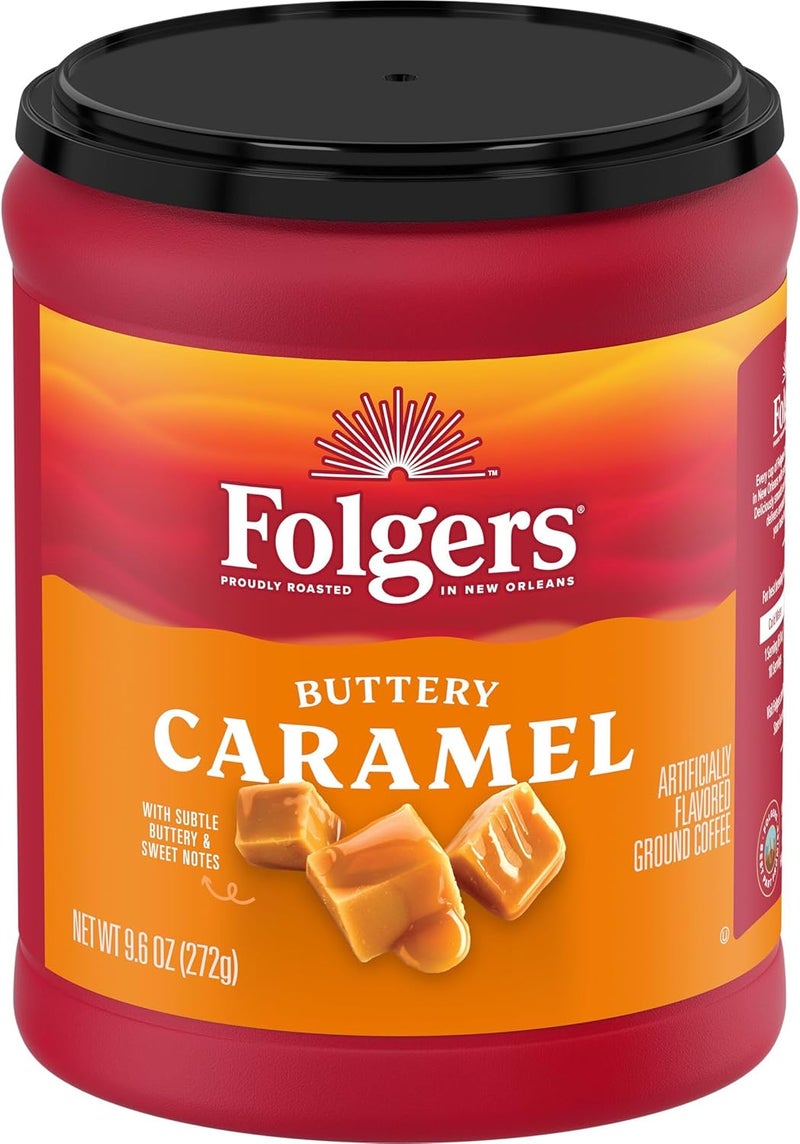 Folgers Buttery Caramel Flavored Ground Coffee, 9.6 Ounce Canister (Pack of 6) - Image 3